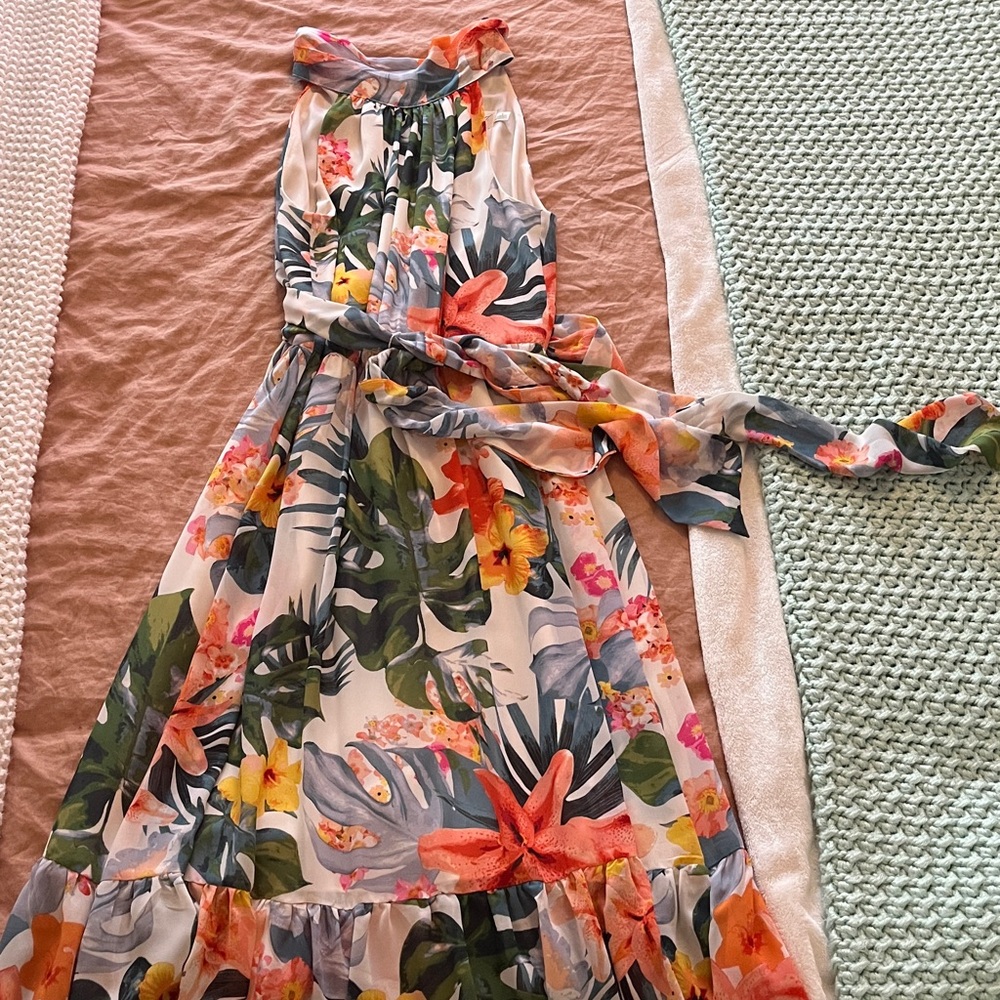 Eliza J Vibrant Floral Halter Dress